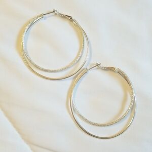 Silver Double Hoop Earrings